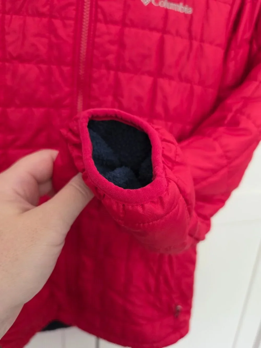 Columbia Boys Red Rugged Ridge Sherpa Lined Hooded Jacket Size L/14-16 EUC
